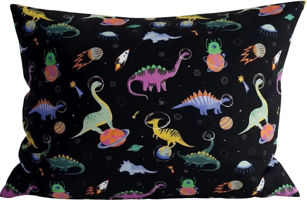 Poszewka na poduszkę z mikrofibry DINO SPACE 70x90 cm, kolorowa