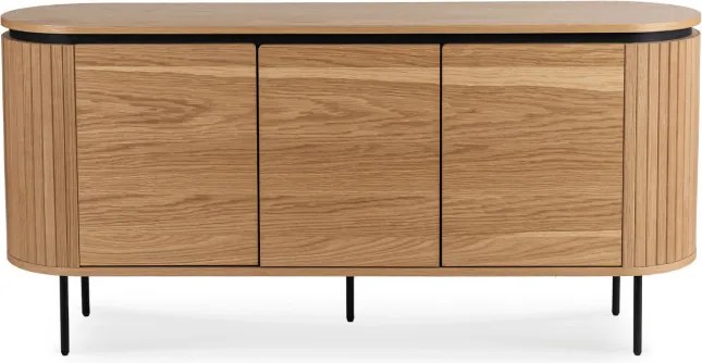 Komoda do Salonu BECK 160 cm Dąb Trzydrzwiowa Ryflowana Nowoczesna