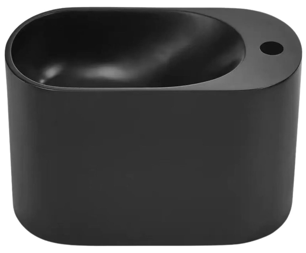 Umywalka z kamienia syntetycznego nablatowa / wisząca owalna czarna 45 x 22 cm OVELA Black : Typ montażu - nablatowa