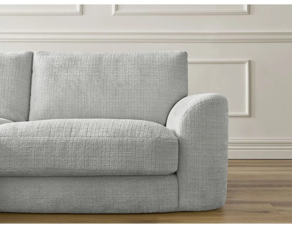Jasnoszary narożnik z tkaniny szenilowej (lewostronny/z szezlongiem) Leonore – Bobochic Paris