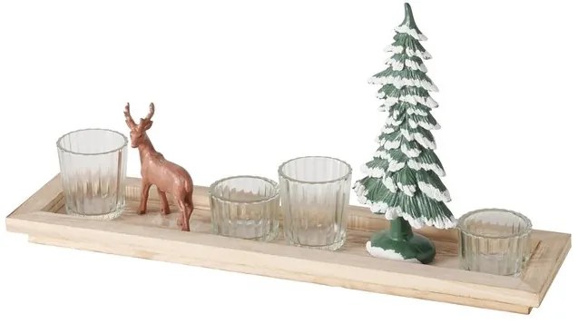 Taca dekoracyjna z figurkami i świecznikami, dł. 42 cm