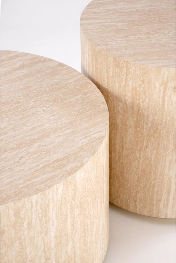 Stolik kawowy okrągły Novula 45 cm - trawertyn