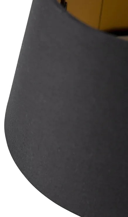 Abażur z bawełny czarny 20/15/13 ze złotym wnętrzem