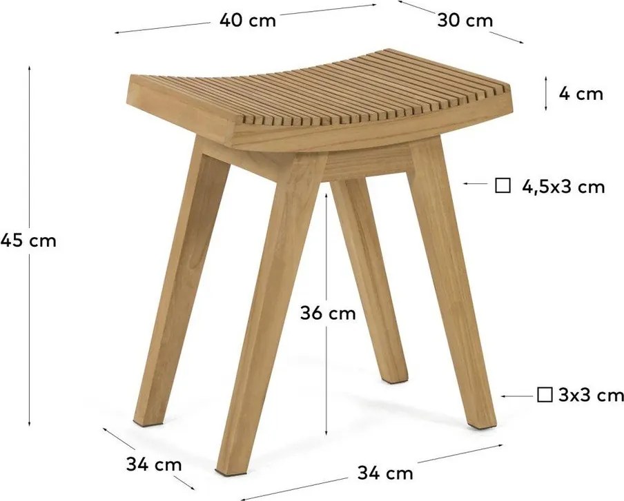 Stołek z litego drewna tekowego w naturalnym kolorze Vicentina – Kave Home