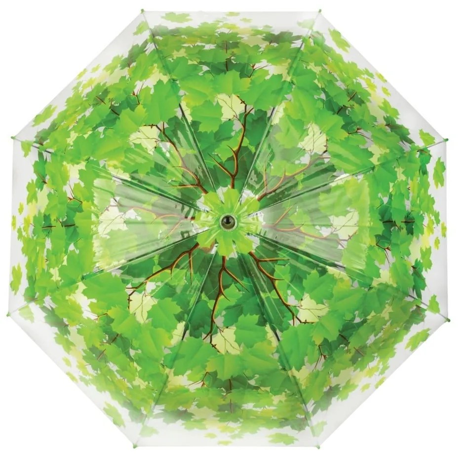 Przezroczysty parasol z zielonymi detalami odporny na wiatr Esschert Design Ambiance Birdcage Leaf, ⌀ 92,5 cm