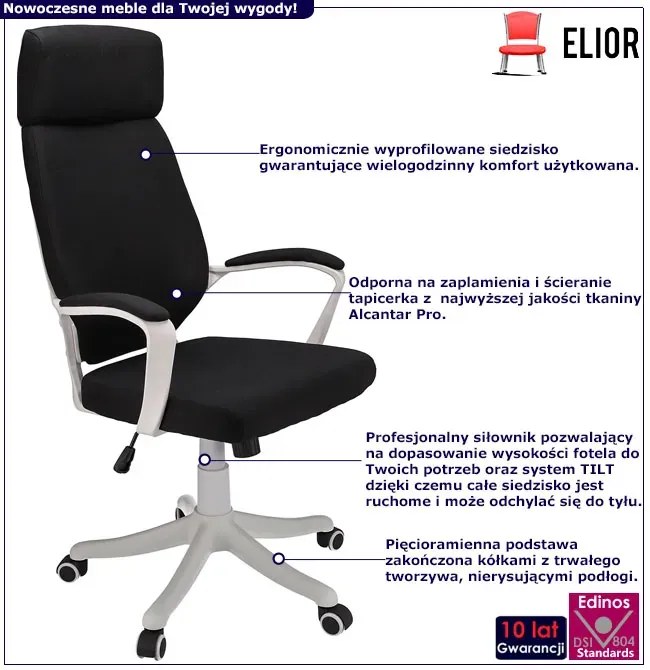 Czarny nowoczesny fotel obrotowy biurowy A1-D95