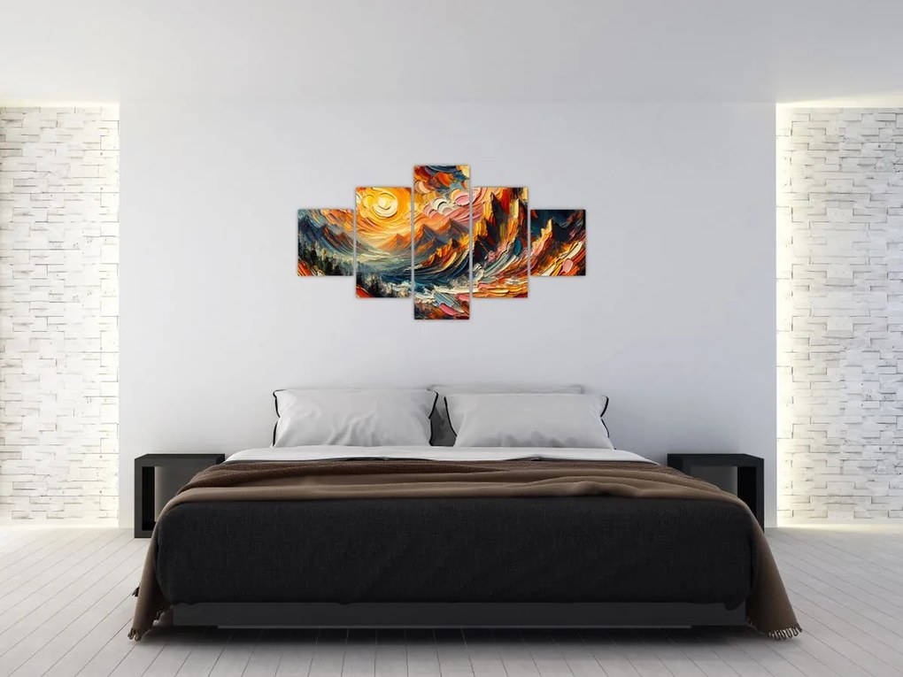 Obraz - Góry oświetlone słońcem (125x70 cm)