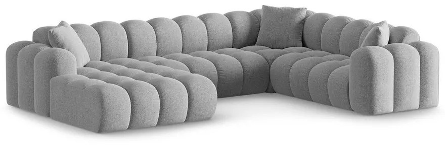 Jasnoszary narożnik z tkaniny szenilowej (prawostronny/w kształcie litery U) Treno – Cosmopolitan Design
