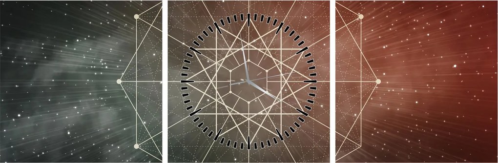 Obraz - Kosmiczny Dodekagram (z zegarem) (90x30 cm)