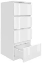 Komoda BASIC 4 szuflady – Biała połysk | 40x97x40 cm