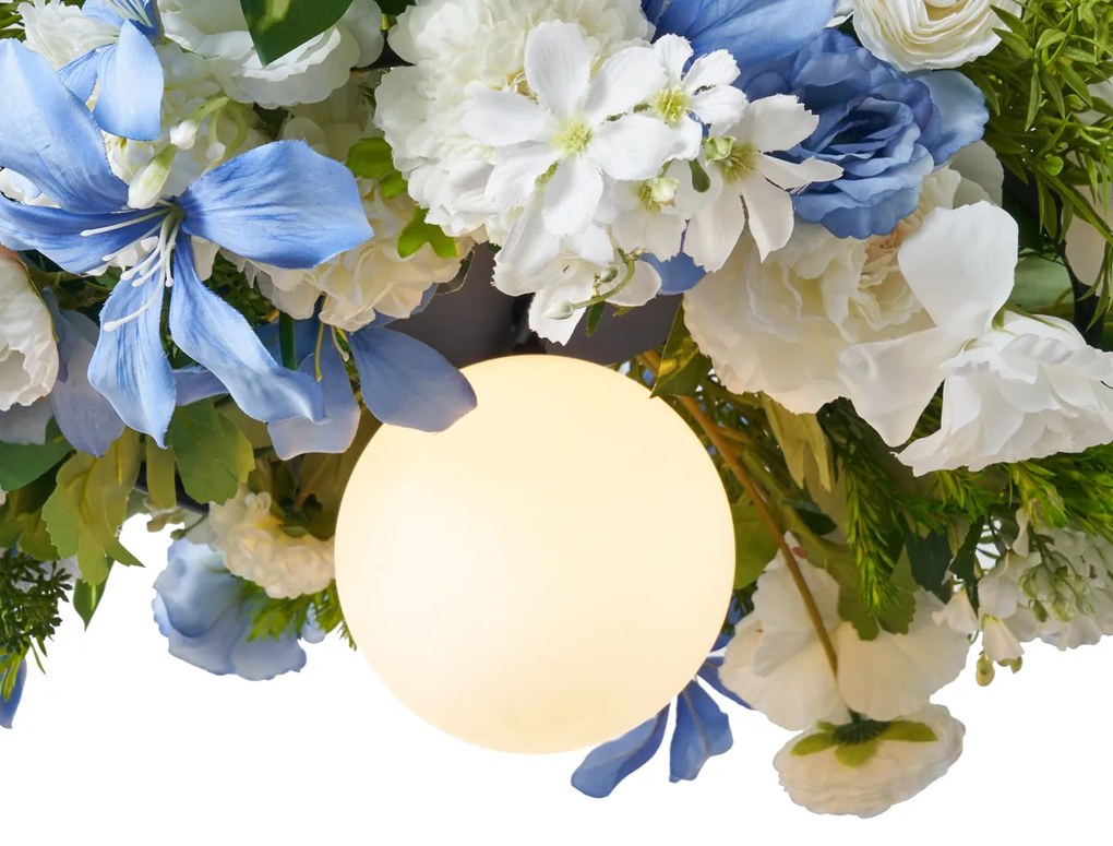Bohemska lampa sufitowa czarna z kolorowymi kwiatami niebiesko-białymi - Flower PowerBoho Oswietlenie wewnetrzne