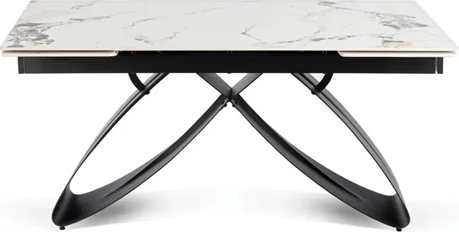 Stół Rozkładany Prostokątny LUIGI 160-240 cm Ceramiczny Biały Marmur/Czarny do Jadalni Loft