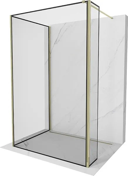 Mexen Kioto ścianka prysznicowa Walk-in 100 x 90 x 40 cm, czarna ramka, złota - 800-100-090-221-50-70-040