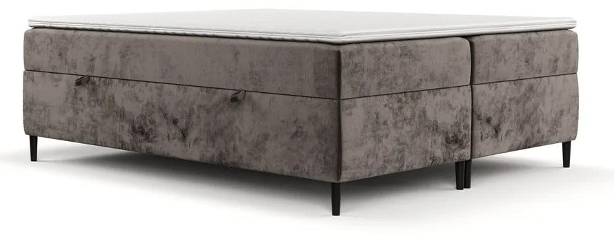 Brązowe łóżko boxspring ze schowkiem 140x200 cm Araya – Maison de Rêve