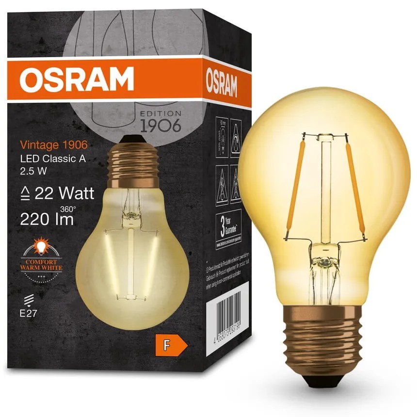 Żarówka LED z ciepłym światłem z gwintem E27, 2,5 W – Candellux Lighting