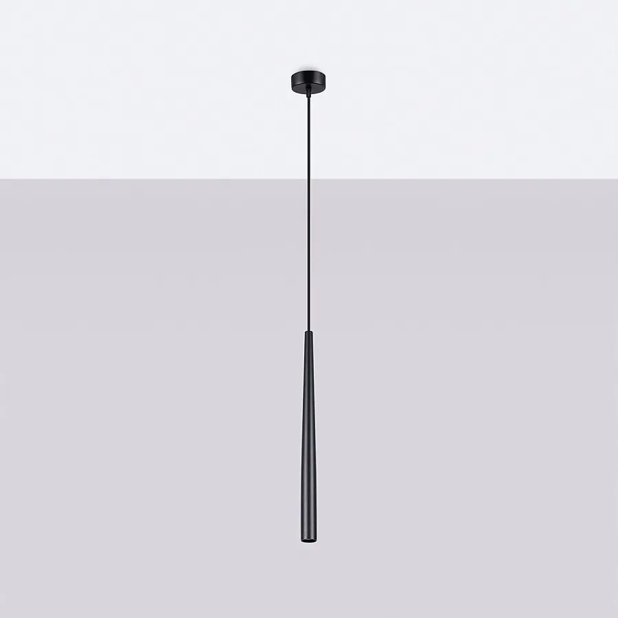 Lampa wisząca nowoczesny Euphora, stal - 1 źródło światła 4000K - L.8 x H.118 cm - czarny