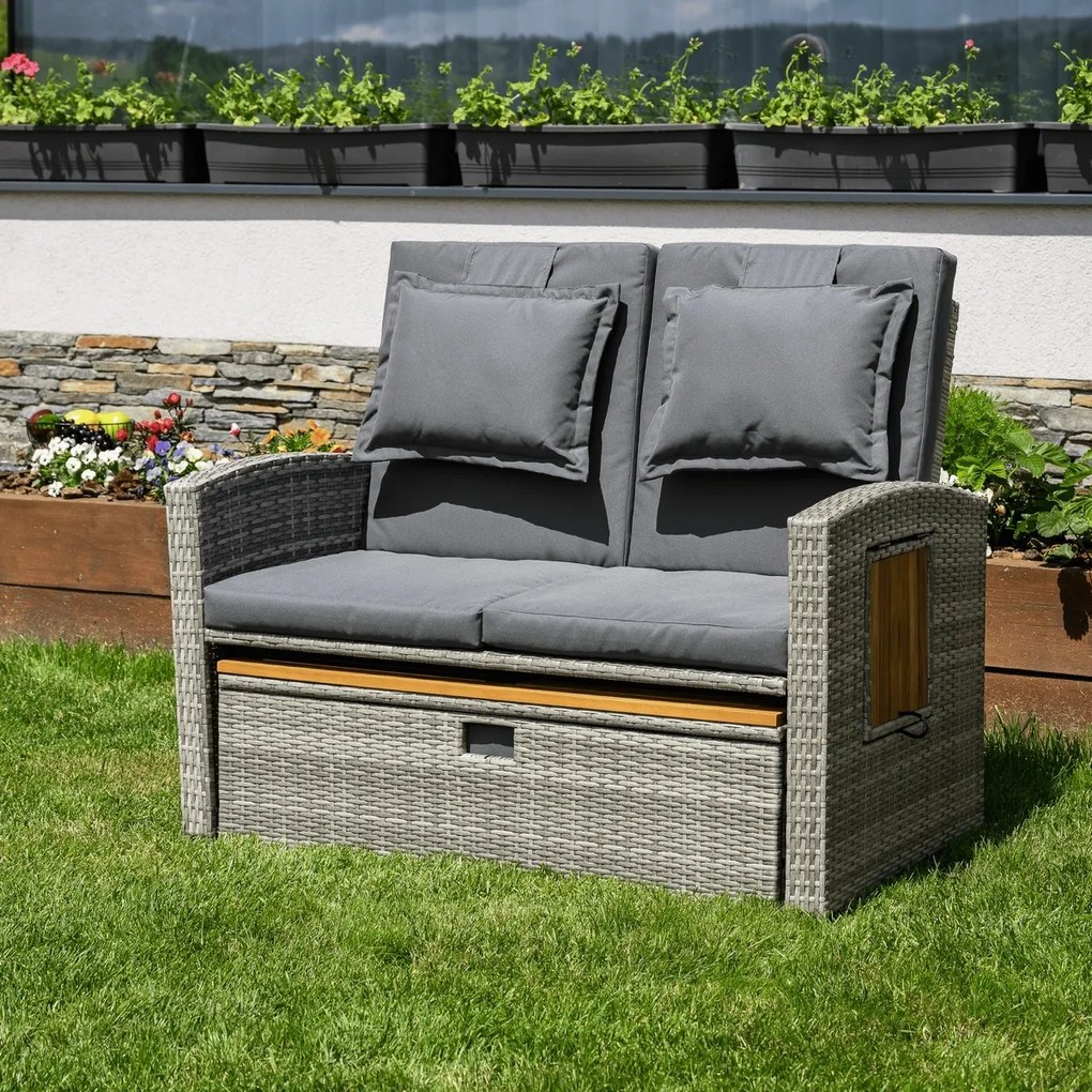 Sofa ogrodowa rattanowa MALORY, szary/naturalny