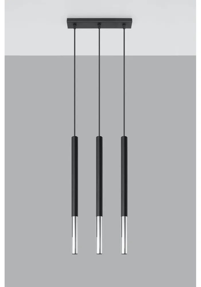 Lampa wisząca w kolorze czerni i srebra Nice Lamps Asarot 3L