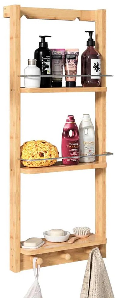 Casaria Półka łazienkowa BAMBOO, 28,5x10x70cm, 3 półki, brązowa