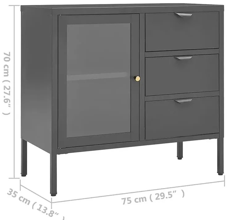 Antracytowa stalowa komoda na nóżkach E1-R12
