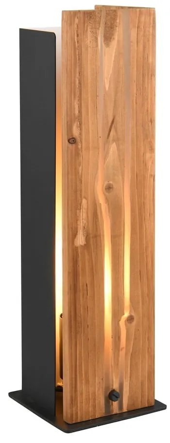 Czarno-naturalna lampa stołowa z drewnianym kloszem (wysokość 40 cm) Karuni – Trio