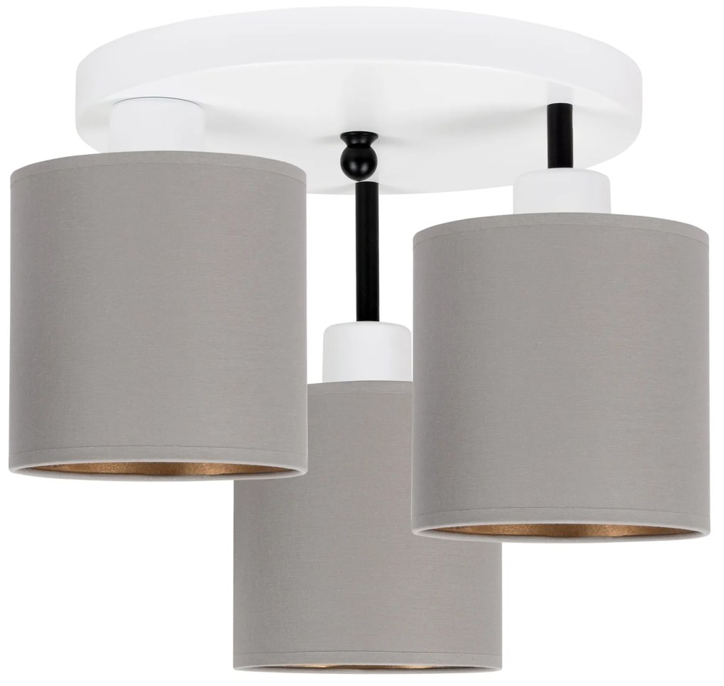 Lampa sufitowa biała trzypunktowa z szarymi abażurami C-3030WE-GRGRGR