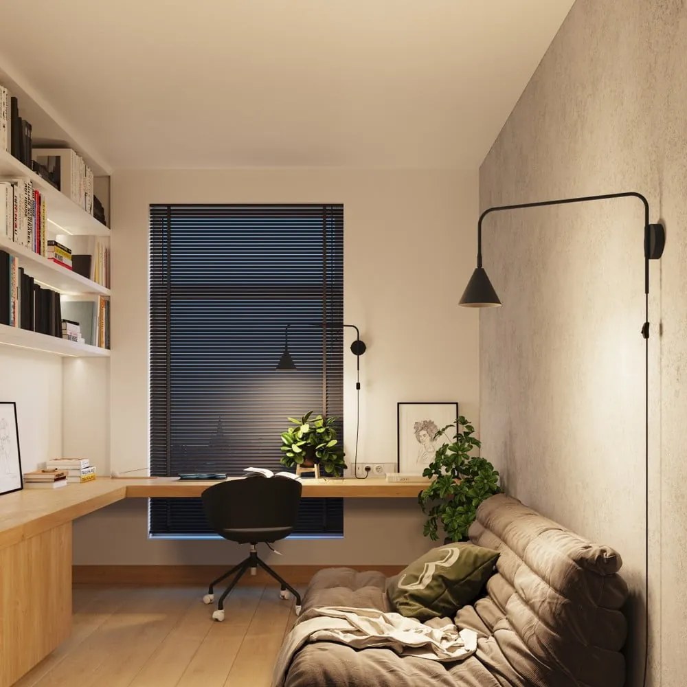 Czarny kinkiet do kontaktu Zylo – Sollux