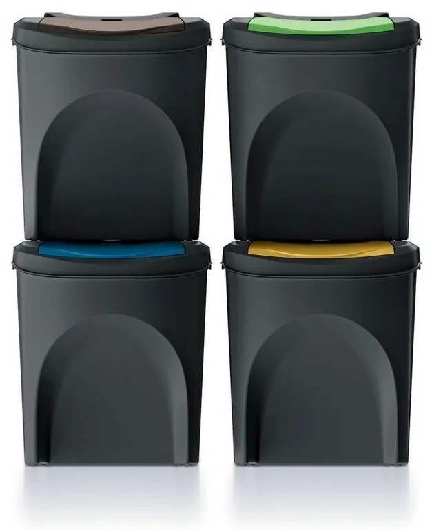 Kosz do segregacji śmieci Sortibox 25 l, 4 szt., czarny
