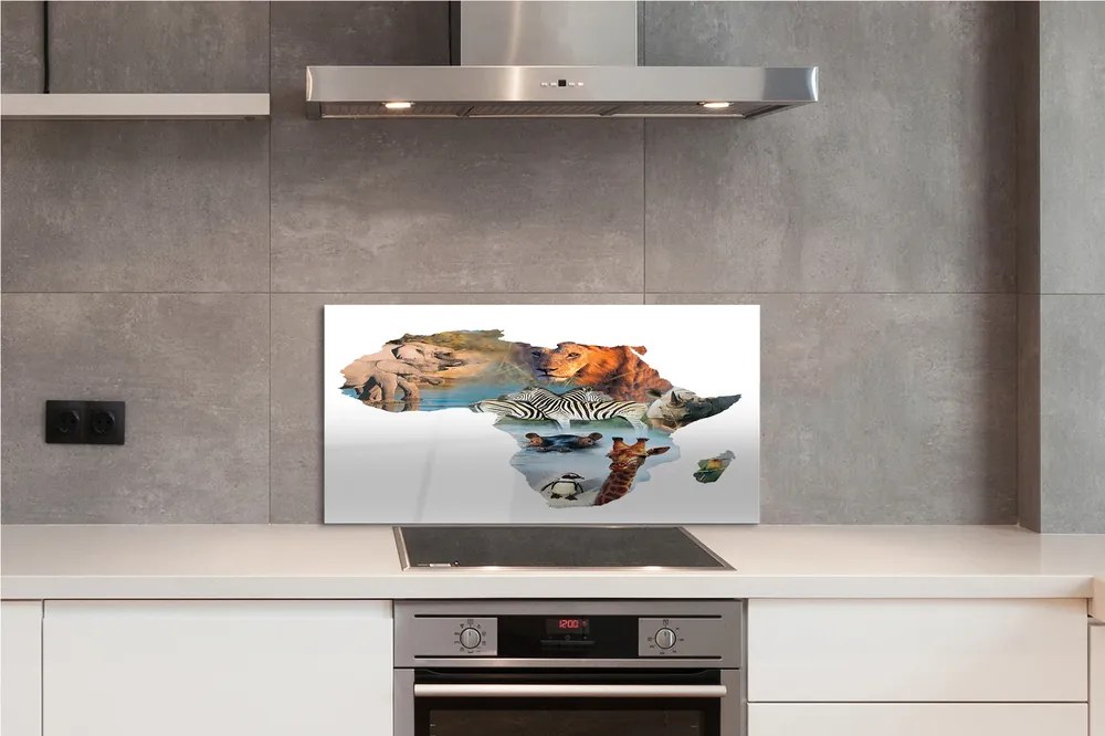 Panel szklany do Kuchni Dzika Fauna: Zebra, Żyrafa i Tygrys