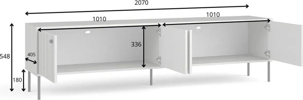 Szafka RTV stojąca NIMB 207 cm do Salonu pod Telewizor - Szary