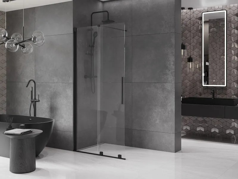 Mexen Velar ścianka prysznicowa rozsuwana Walk-in 120 x 200 cm, transparent 8 mm, czarna - 871-120-000-03-70