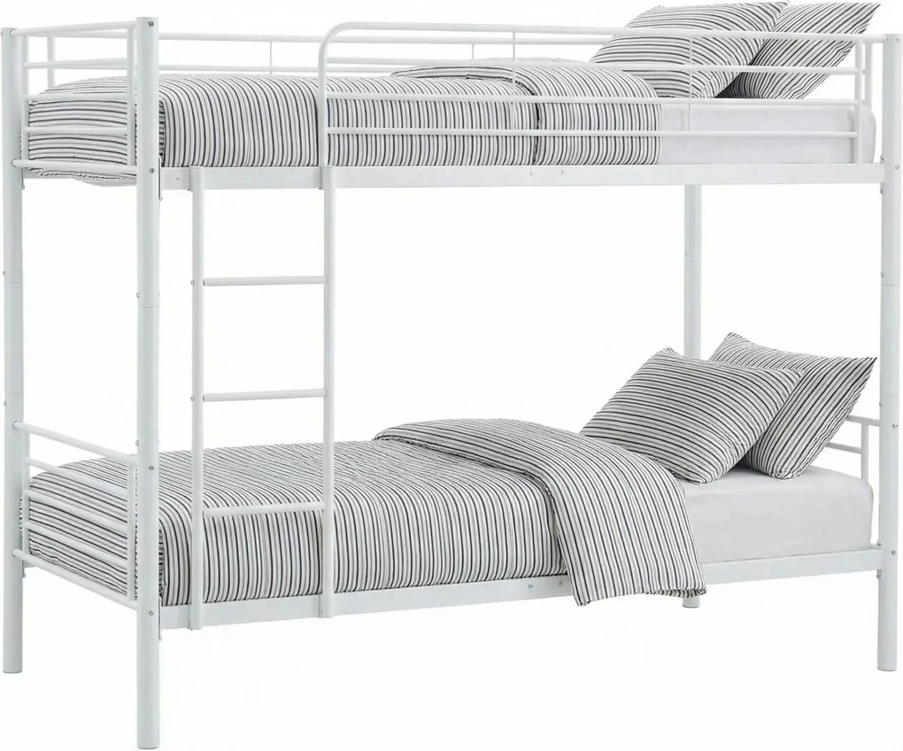 Białe metalowe łózko piętrowe 90x200 G1-W12