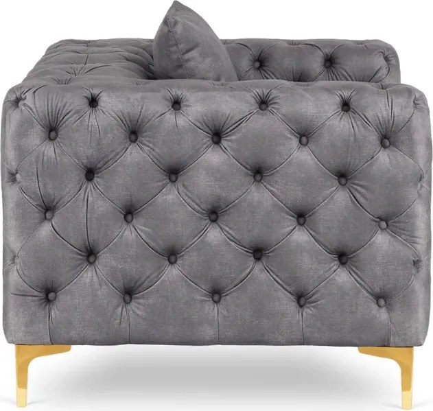 Fotel Wypoczynkowy SORRENTO 1S Szary Welurowy Glamour