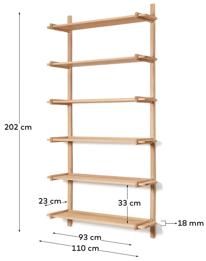 Modułowy system półek z litego drewna dębowego 110x202 cm Sitra – Kave Home