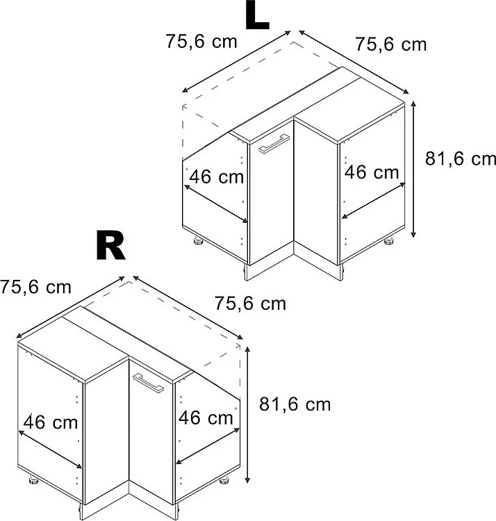 Narożna szafka kuchenna na dach skośny niebiesko-szary 75.6x75.6x81.6 r-line