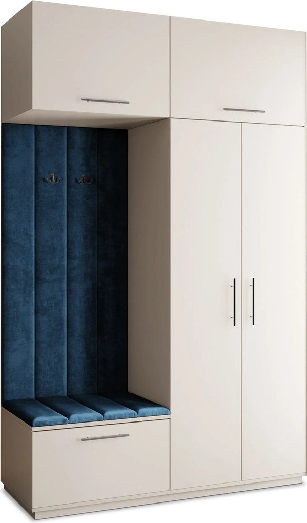 Masseno Garderoba REMA 150/240/60 cm Nowoczesna Szafa do Przedpokoju Kaszmir, MONOLITH 77 (Niebieski)