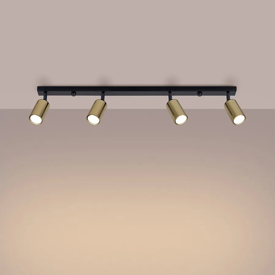 Plafony nowoczesny Glois, stal - 4 źródło światła 3000K - L.82 x H.18.5 cm - czarny/złoty