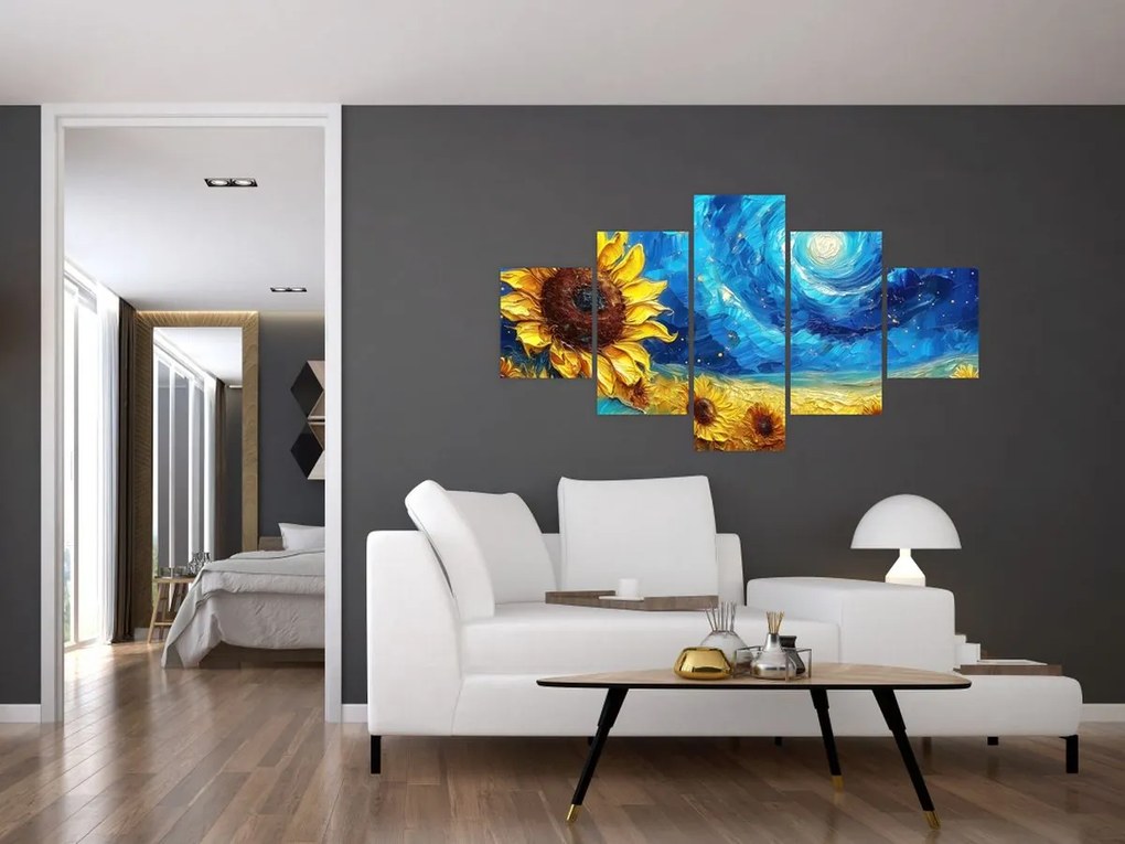 Obraz - Malowanie słoneczników (125x70 cm)