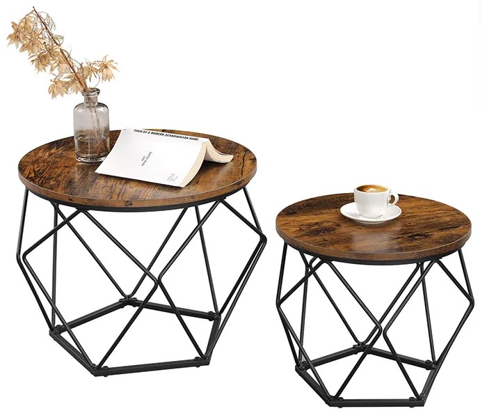 Zestaw stolików kawowych VERA 50x40cm/40x36cm, brązowa/czarna Vasagle