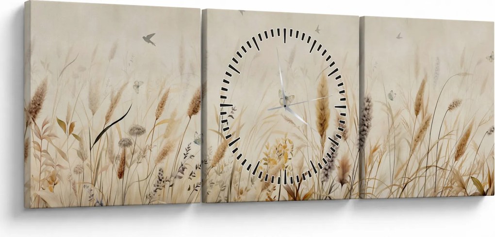 Obraz - Dzika łąka (z zegarem) (90x30 cm)
