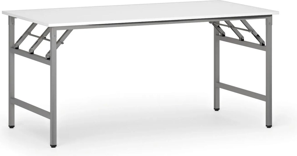 Stół konferencyjny FAST READY, 160x80 cm, szaro-srebrna podstawa, biały