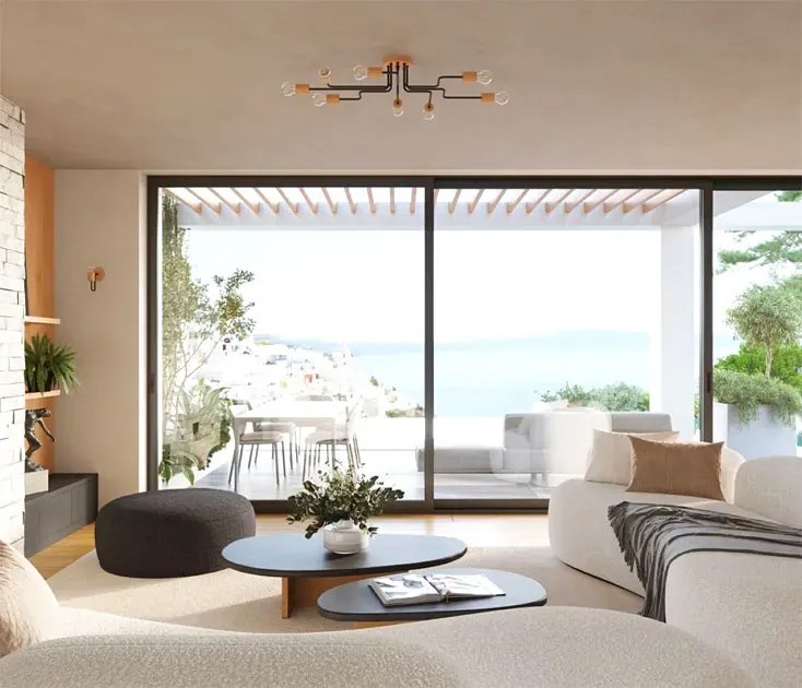 Czarny ośmioramienny żyrandol loftowy - 3X D284 C9-P91