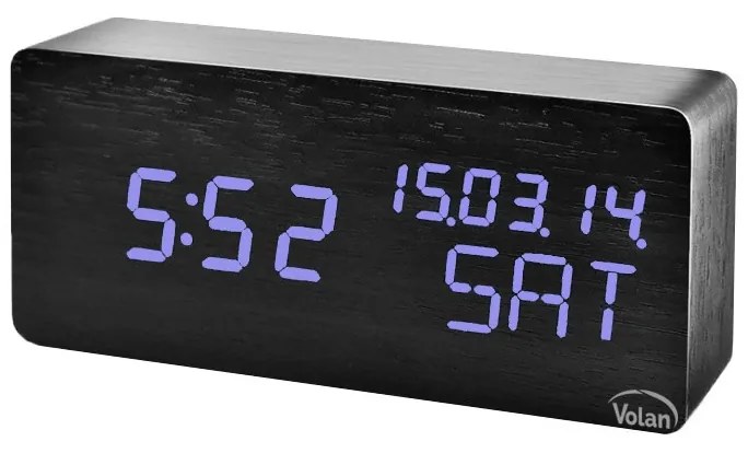 Zegar budzik drewniany led elektroniczny cyfrowy stojący - termometr + data
