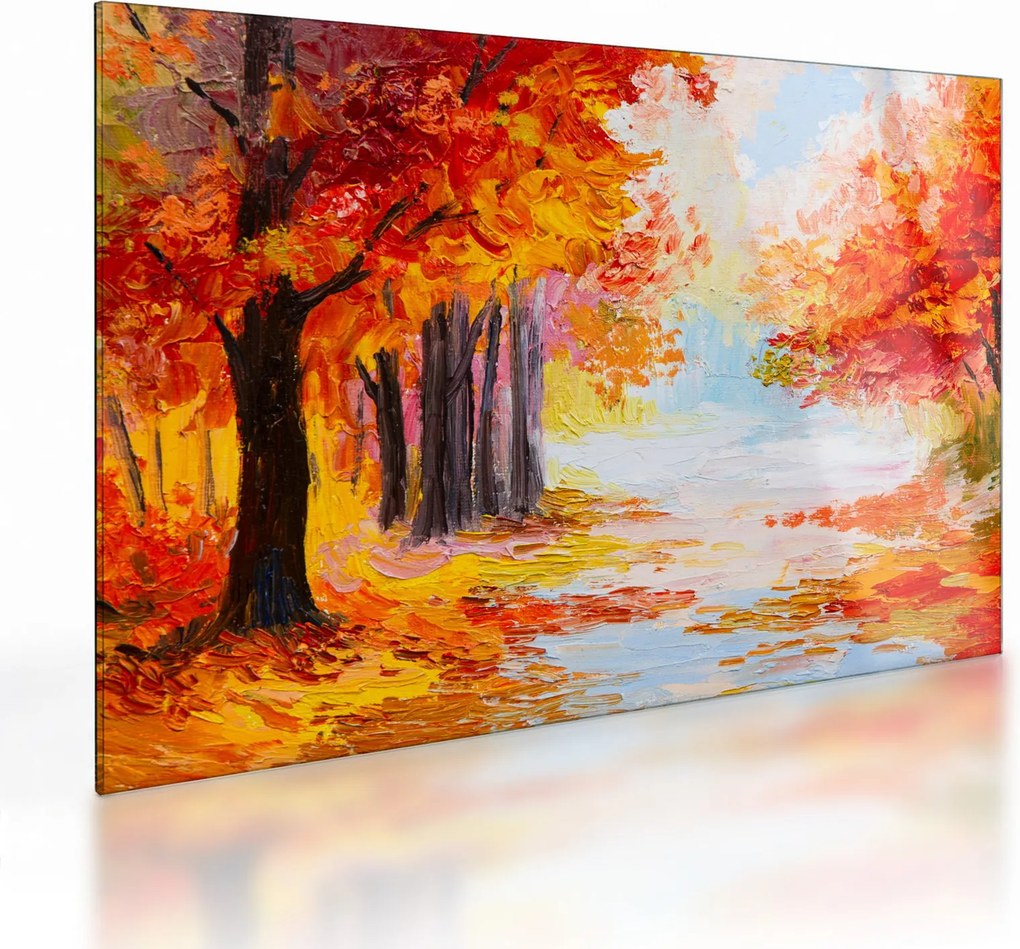 Obraz na szkle - Obraz na szkle olejny, kolorowa jesień (70x50 cm)