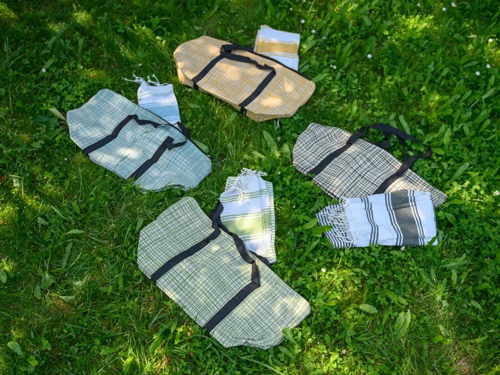 Stylowy komplet torba plażowa + ręcznik HAMAM 75x150 cm turkusowy