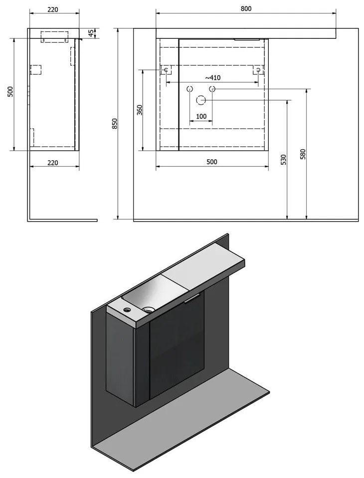 Brązowa wisząca szafka bez umywalki w dekorze sosny 50x50 cm Latus Vi – Sapho