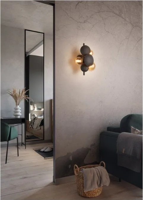 Kinkiet w szaro-złotym kolorze Bubble – Trio Select