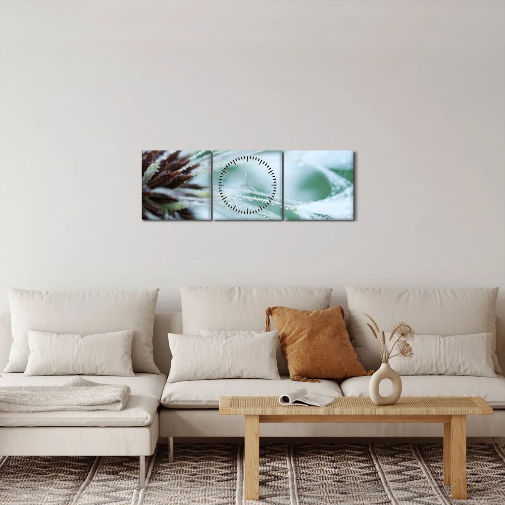 Obraz - Detal kwiatu (z zegarem) (90x30 cm)