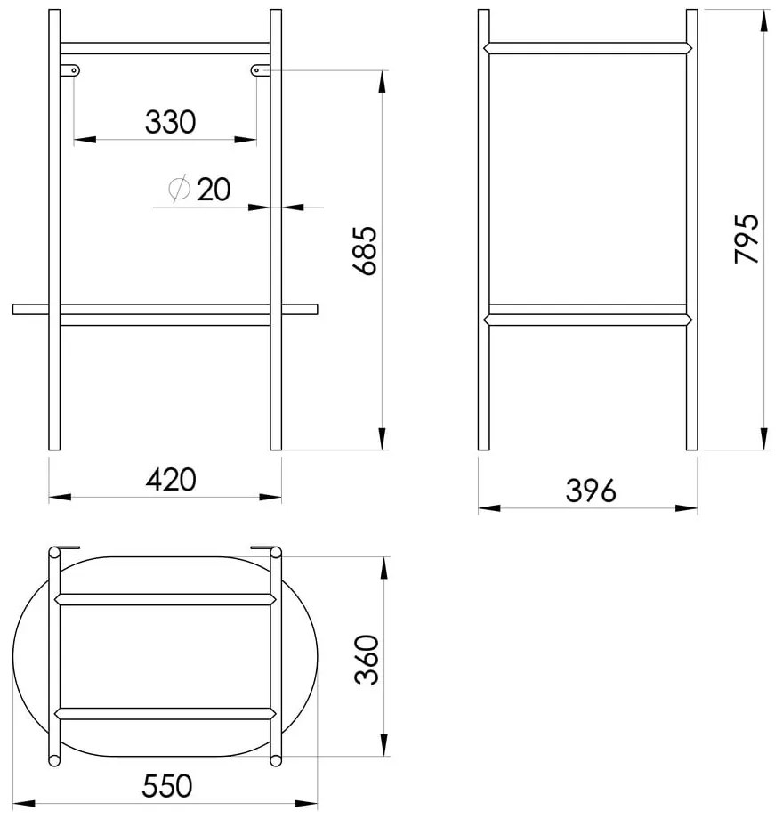 Metalowy stelaż pod umywalkę w czarno-złotym kolorze 55x79,5 cm Puno – Sapho
