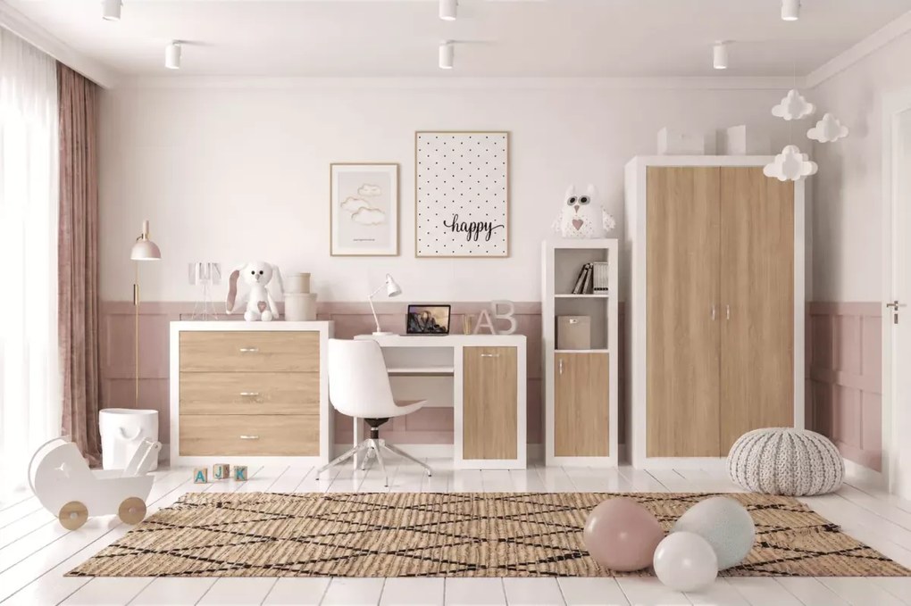 Biurko młodzieżowe Seal kolorowe do pokoju nastolatka z szufladą MDF 105 cm białe